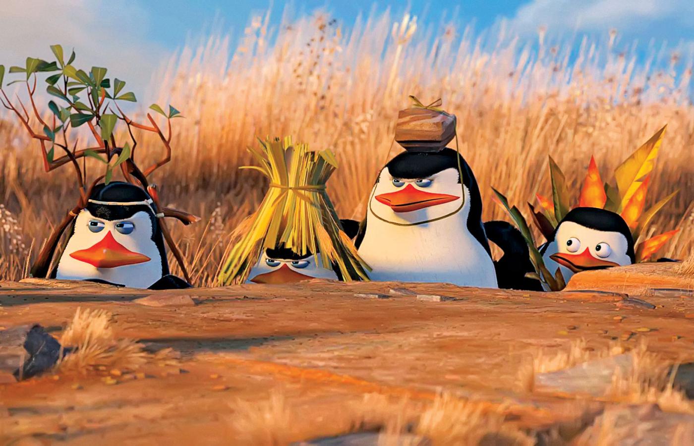 Oddział Pingwinów z Madagaskaru podczas rozpoznania.