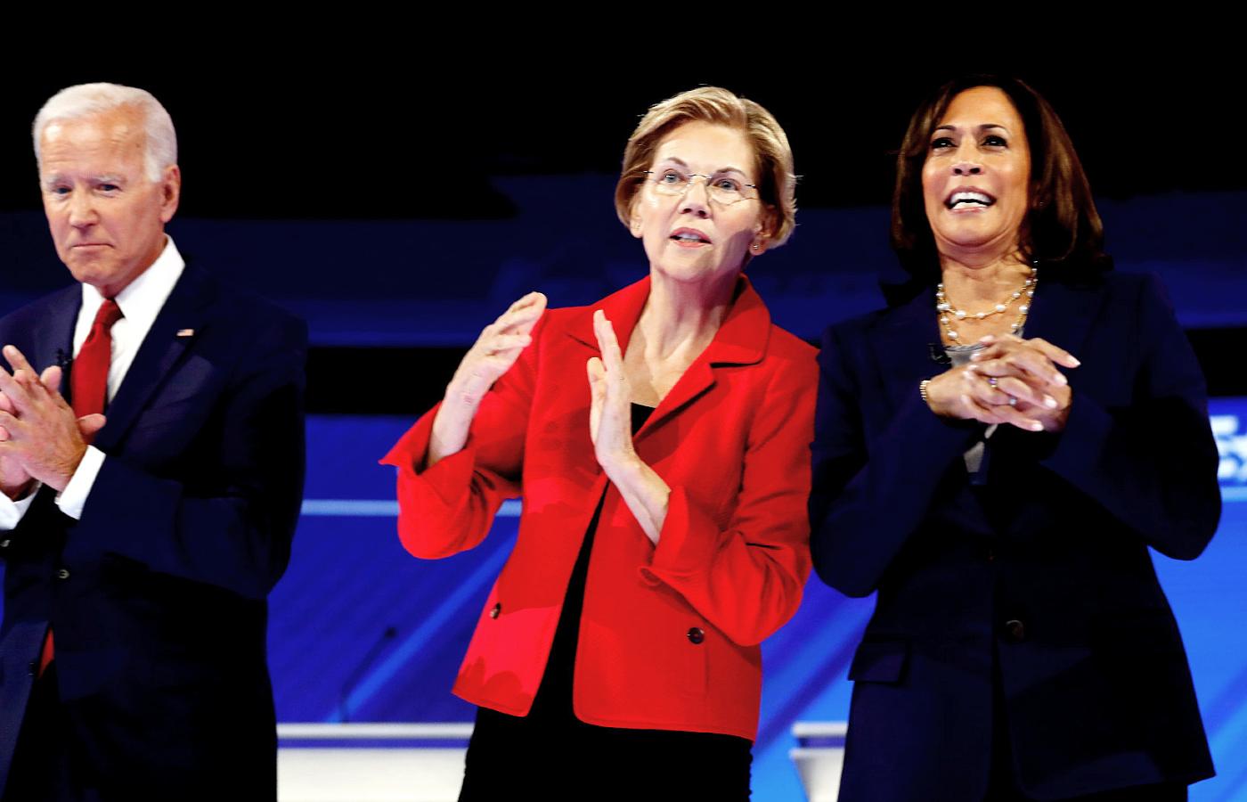 Joe Biden, Elizabeth Warren i Kamala Harris