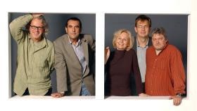 Ze współpracownikami z działu Kultura POLITYKI (od lewej): Piotr Sarzyński, Krystyna Lubelska, Janusz Wróblewski i Mirosław Pęczak.