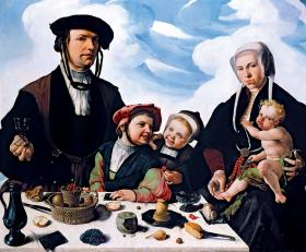 Portret rodziny Pietera Jana z Haarlemu pędzla Maartena van Heemskercka (XVI w.). Głównym odbiorcą dzieł sztuki w ówczesnej Holandii było szybko bogacące się mieszczaństwo.