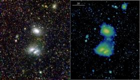 Jedno z pierwszych zdjęć wykonanych przez matrycę eROSITA. Pochodzi z października 2019 i ukazuje kolizję dwóch odległych galaktyk.