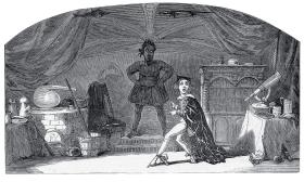 Szkic teatralnej wersji tekstu Shelley z londyńskiego Adelphi Theatre, wystawianej w połowie XIX w.
