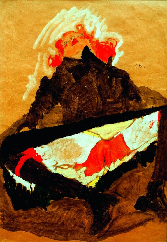 Egon Schiele, „Dziewczyna z rozłożonymi nogami”, 1910.