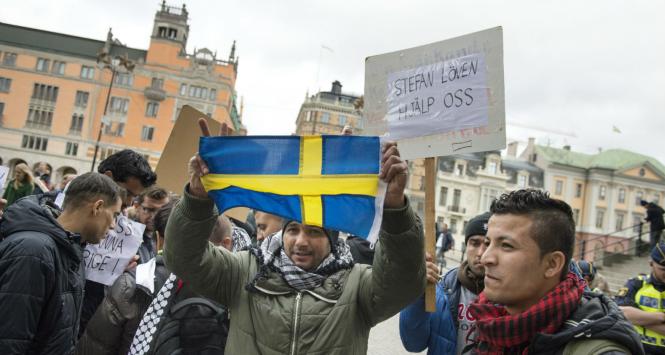 Protest palestyńskich uchodźców w Szwecji, październik 2015 r.