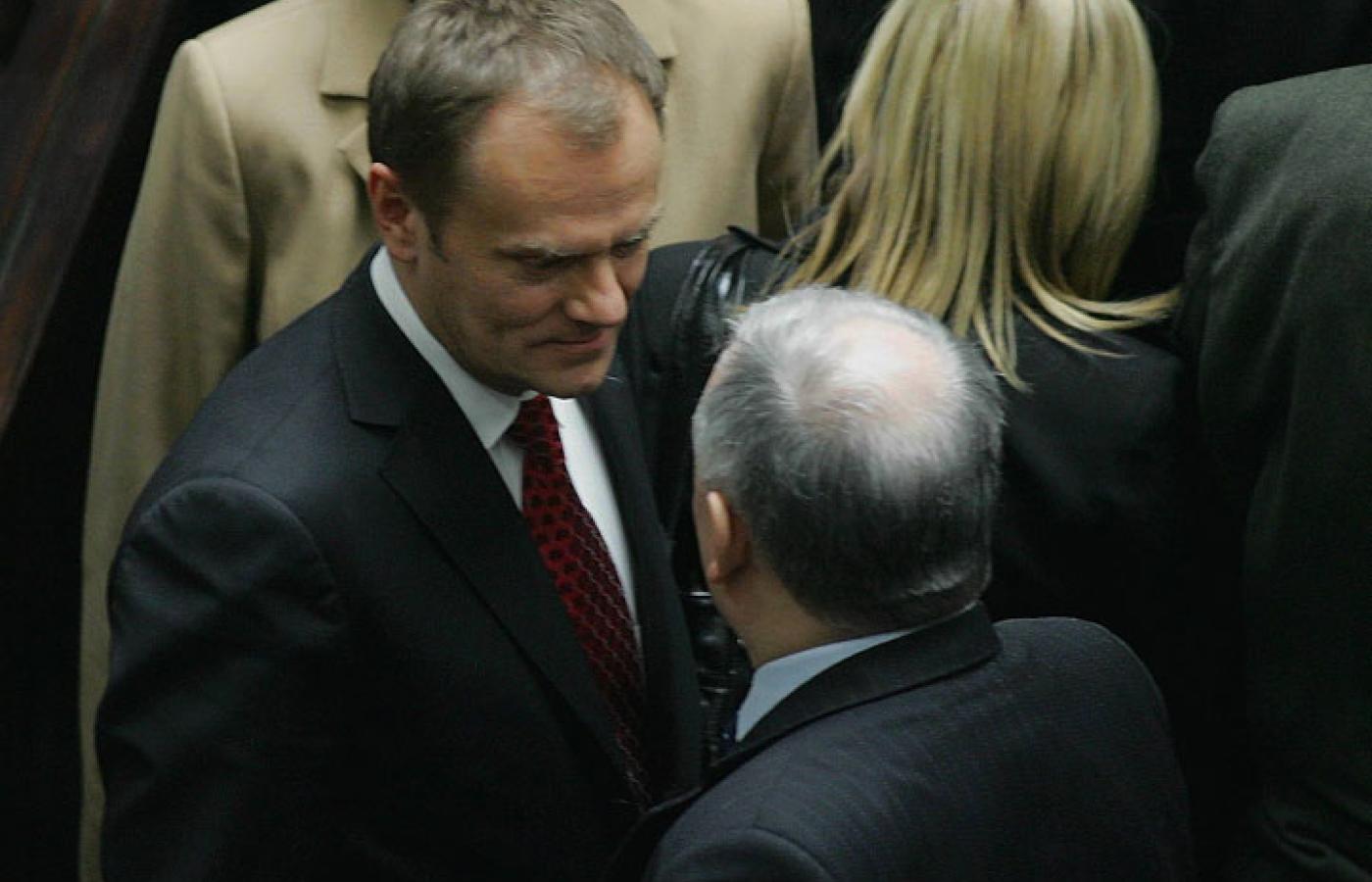 Donald Tusk i Jarosław Kaczyński w Sejmie