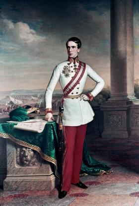 Młody władca wkrótce po objęciu tronu; portret namalował Anton Einsle, 1848 r.
