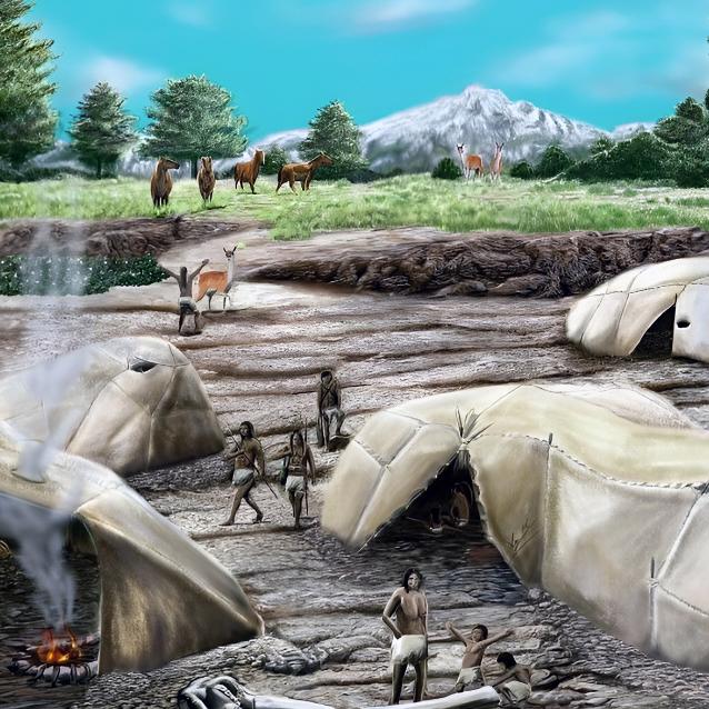 Artystyczna rekonstrukcja osady Monte Verde.