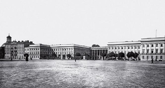 Pałac Saski przy placu Saskim po rozbiórce cerkwi Aleksandra Newskiego, Warszawa, koniec lat 20. XX w.