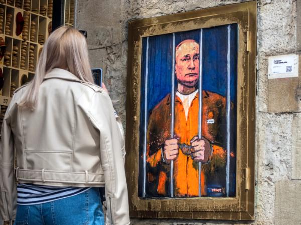 Władimir Putin. Graffiti w Katalonii, marzec 2022 r.