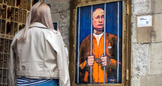 Władimir Putin. Graffiti w Katalonii, marzec 2022 r.