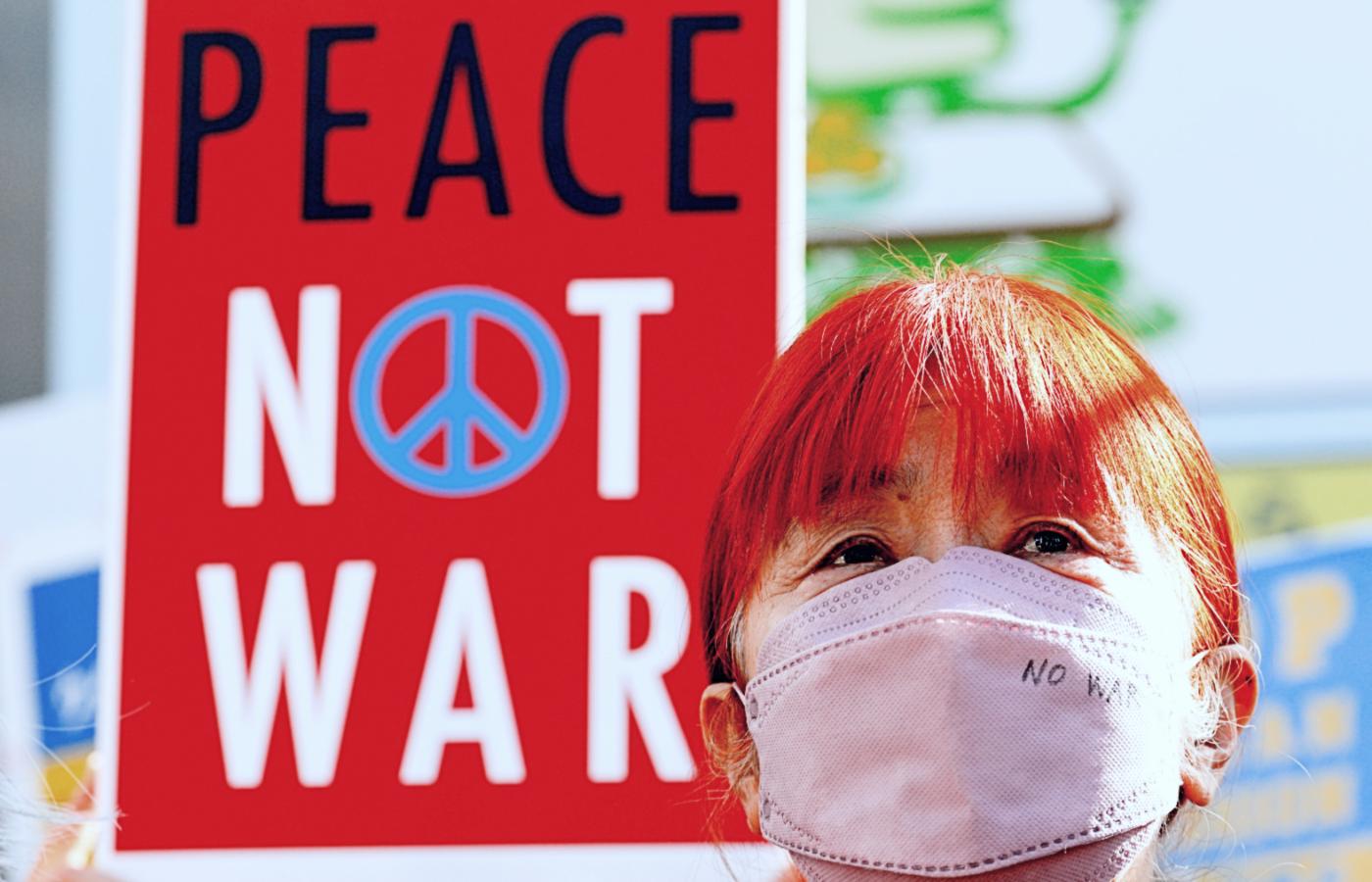 Protest przeciwko wojnie w Ukrainie. Tokio, 27 lutego 2022 r.