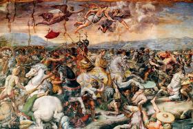 Konstantyn triumfuje przy moście mulwijskim; obraz Rafaela z 1613 r.