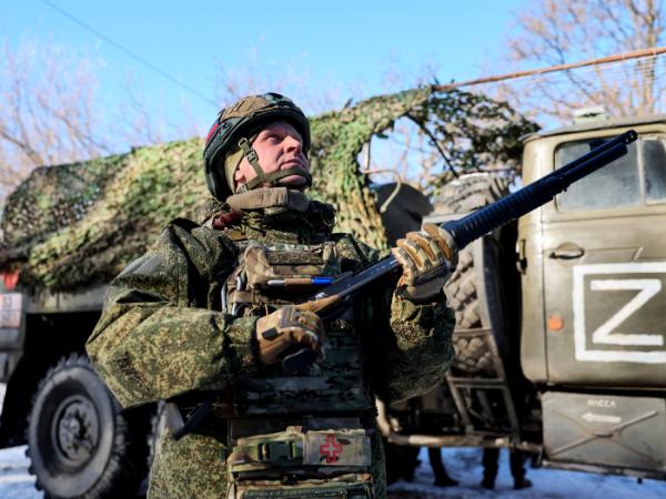 Prorosyjscy donieccy separatyści na froncie w Ukrainie, luty 2026 r.