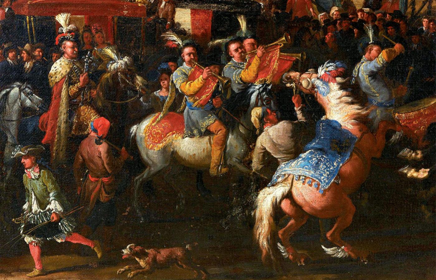 Wjazd Michała Kazimierza Radziwiłła do Rzymu w 1680 r. (fragment obrazu), Niccolo Viviani Codazzi i Pieter van Bloemen, koniec XVII w.