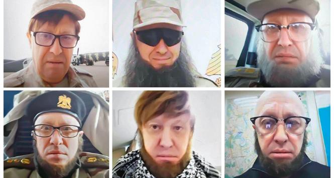 Seria zdjęć Prigożyna ze sztuczną brodą, poprzebieranego za cudacznego oficera arabskiej armii.