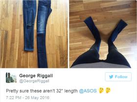 „To chyba nie jest rozmiar 32 [XXS]...” – komentował George po otworzeniu paczki z nowymi spodniami.