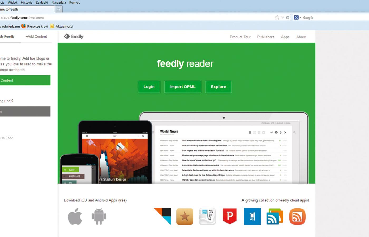 Serwis Feedly jest alternatywą dla wyłączonego Google Reader.