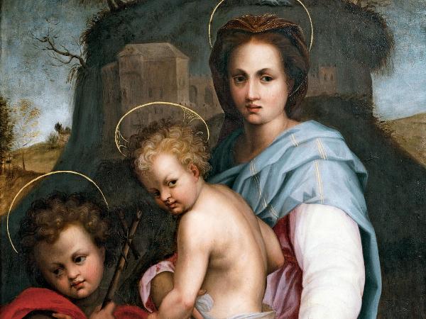 Obraz z pracowni Andrea del Sarto (właśc. Andrea d'Agnolo di Francesco di Luca), „Madonna z Dzieciątkiem i świętym Janem Chrzcicielem”, po 1520 r.