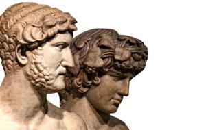 Hadrian i Antinous popiersia rzymskiej pary.