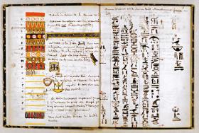 Notatnik Jean-François Champolliona z pismem hieroglificznym.