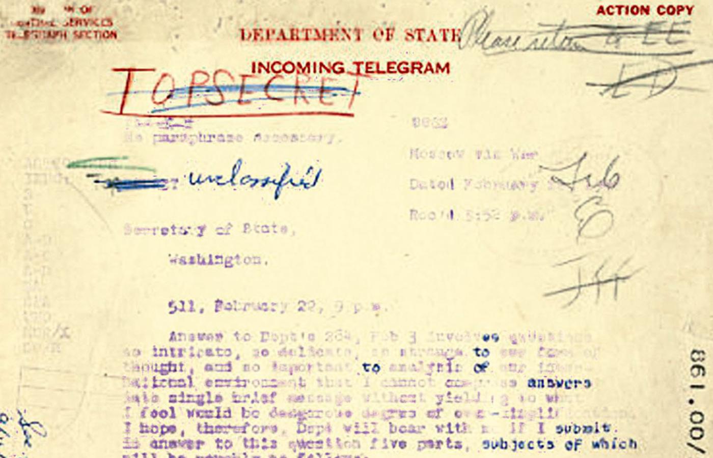 Kopia pierwszej strony Długiego Telegramu