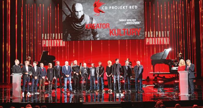 Reprezentacja studia CD Projekt RED odbierająca nagrodę Kreator Kultury za rok 2015.