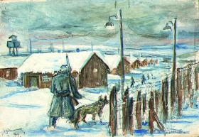 Stalag pod Norymbergą, zima 1939 r. Malował Zdzisław Jaeschke.
