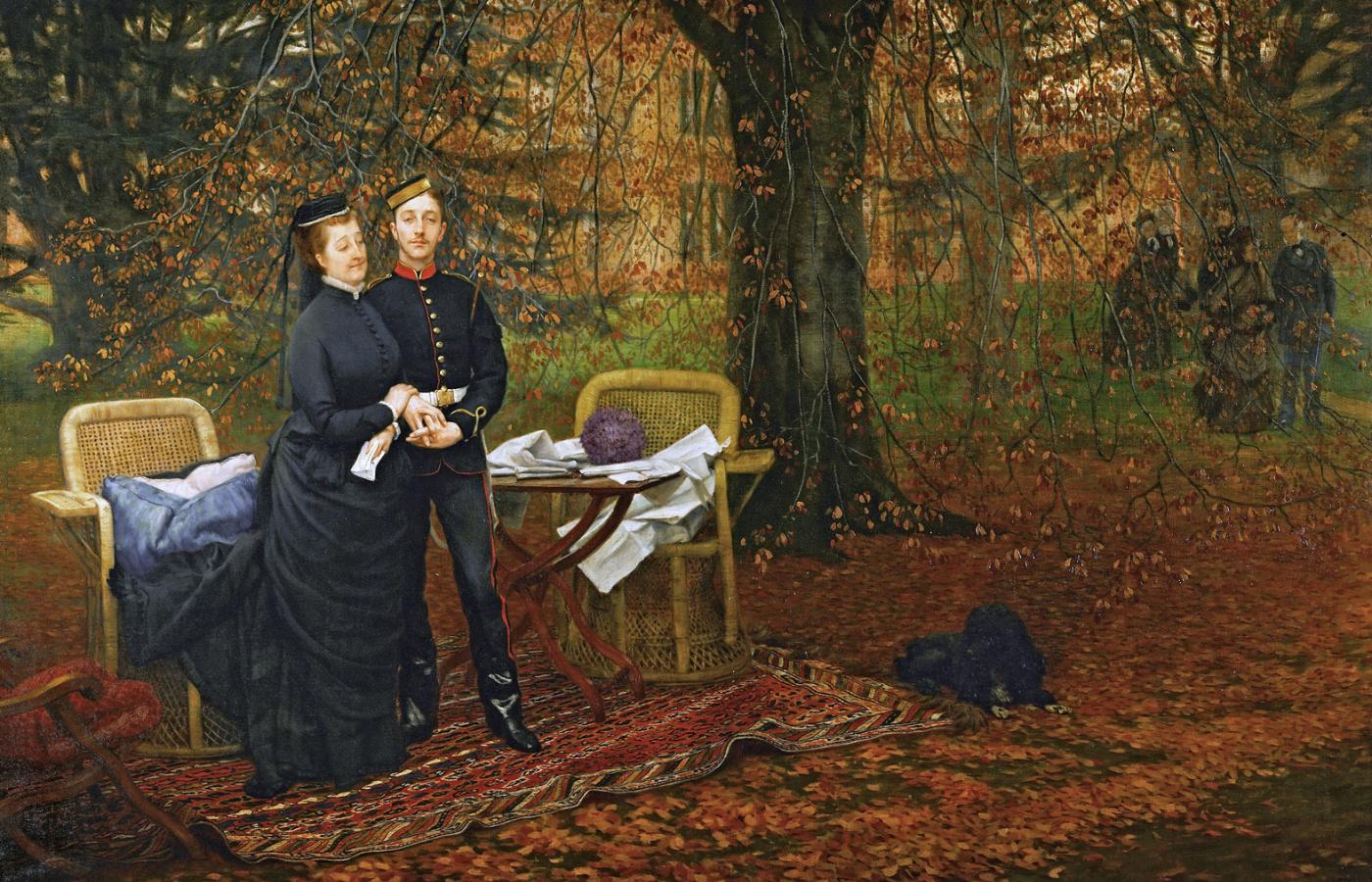 Cesarzowa Eugenia z synem Eugene’em Louisem na wygnaniu w Wielkiej Brytanii; obraz nieznanego malarza, XIX w.