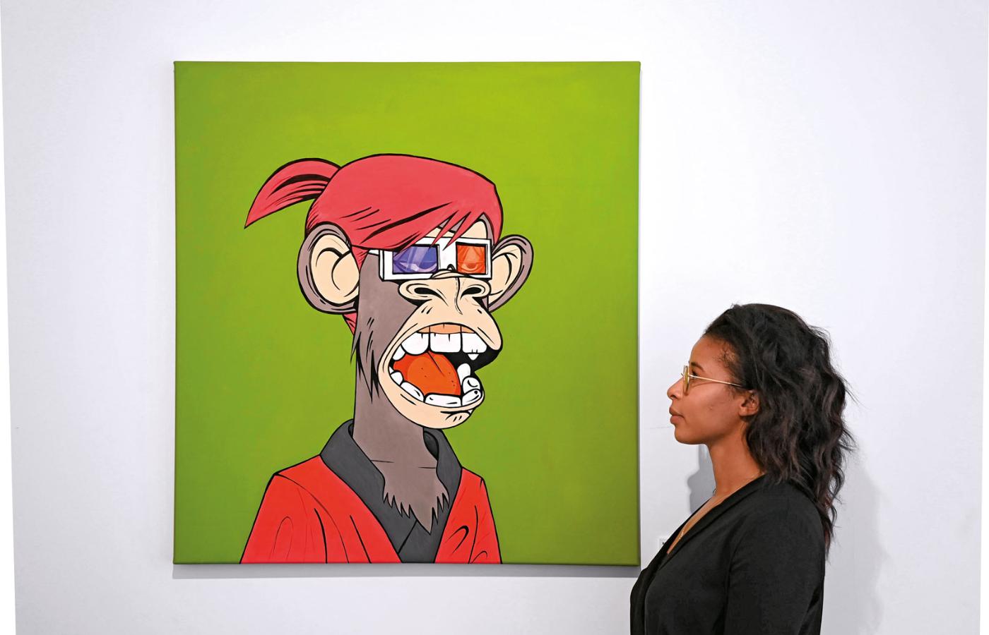 Praca „Klub jachtowy znudzonej małpy”, wernisaż wystawy „Portret epoki” NFT w galerii HOFA w Londynie.