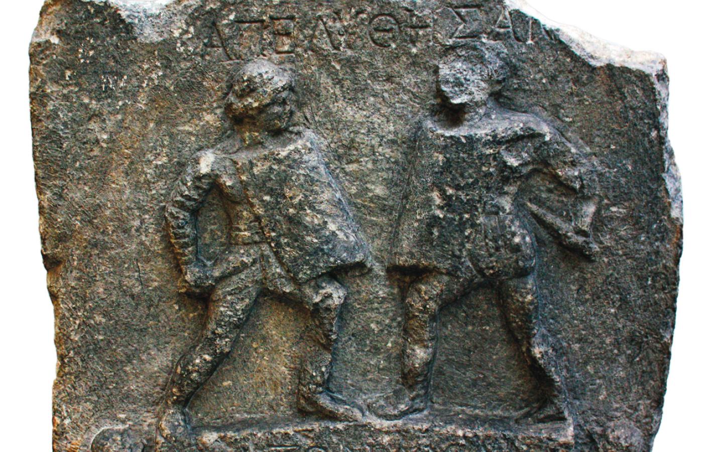 Płaskorzeźba przedstawiająca walczące gladiatorki, znaleziona na terenie współczesnej Turcji.