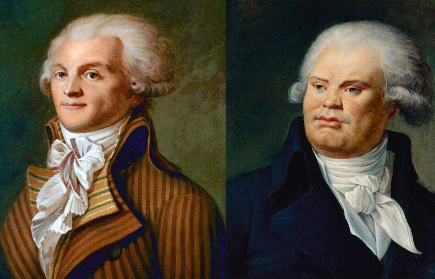 Georges Jacques Danton i Maximilien de Robespierre, dwaj zgilotynowani przywódcy rewolucji, na obrazach z epoki.