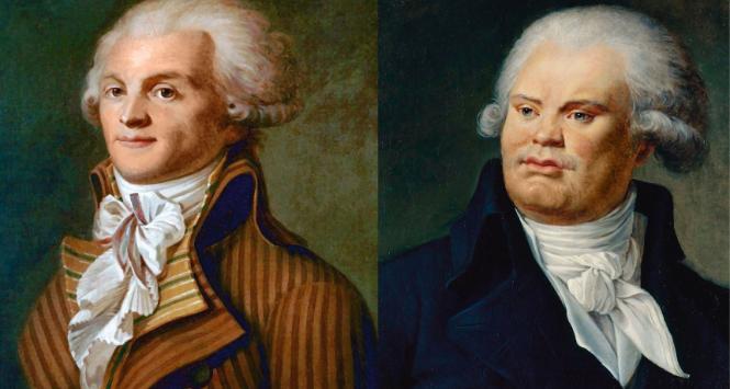 Georges Jacques Danton i Maximilien de Robespierre, dwaj zgilotynowani przywódcy rewolucji, na obrazach z epoki.