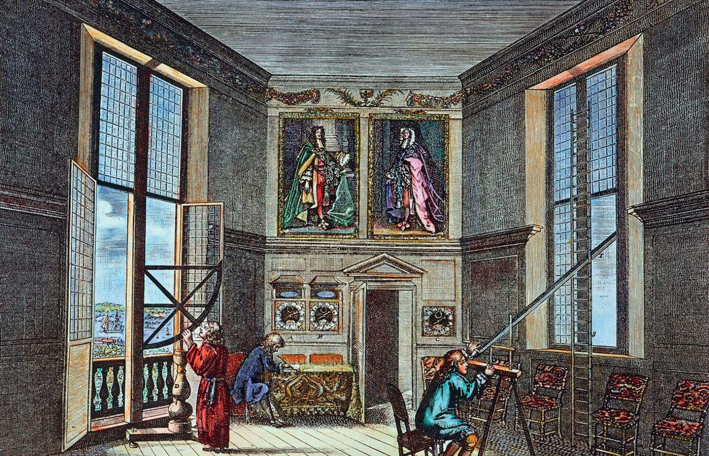 Królewskie obserwatorium w Greenwich, grafika z ok. 1700 r.