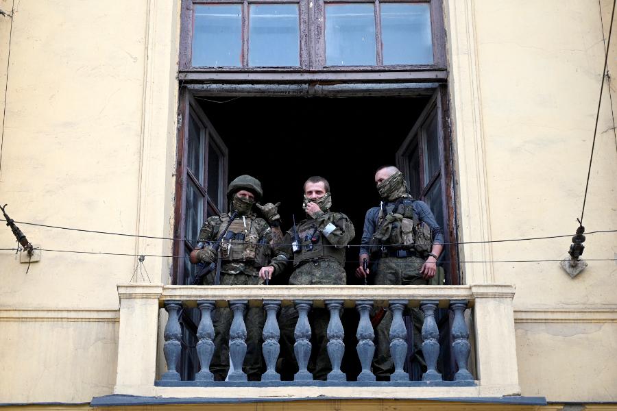 Bojownicy z Grupy Wagnera w Rostowie nad Donem, 24 czerwca 2023 r.