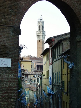 Dwa razy w roku (2 lipca i 16 sierpnia) Sienę ogarnia gorączka wyścigów Palio. Wieńczą one obchody świąt maryjnych. Najstarsze dzielnice, czyli contarade przybierają swoje barwy.