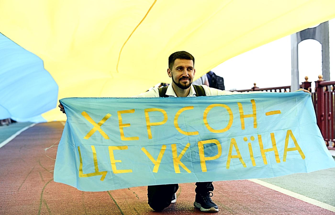 „Chersoń to Ukraina”, demonstracja w Kijowie, 28 sierpnia 2022 r.