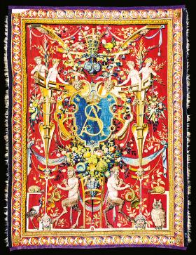 Flandryjski arras z monogramem króla, 1555 r.