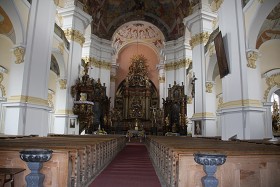 Lubomierz, wnętrze barokowego kościoła p.w. Wniebowzięcia Najświętszej Marii Panny  i św. Maternusa, z zespołu klasztornego ss. benedyktynek