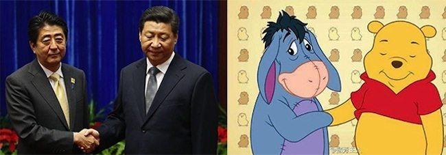 Shinzo Abe i Xi Jinping, czyli Kłapouchy i Kubuś Puchatek