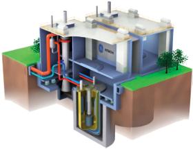 Wizualizacja modułowego reaktora jądrowego o mocy 300 MW.