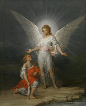 Oryginał: Tobías y el ángel (1787, Goya)