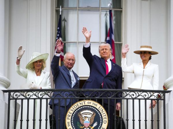 Królowa Kamila i król Karol III z wizytą w USA, spotkanie w Białym Domu, 28 kwietnia 2026 r.