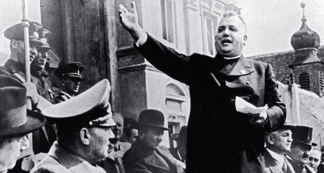 Prezydent Jozef Tiso wita nazistów w Republice Słowackiej, 1939 r.