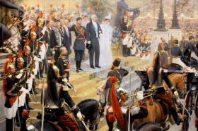 Uroczyste przyjęcie cara Mikołaja II w Paryżu w 1896 r., obraz Georgesa Beckera, XIX w.