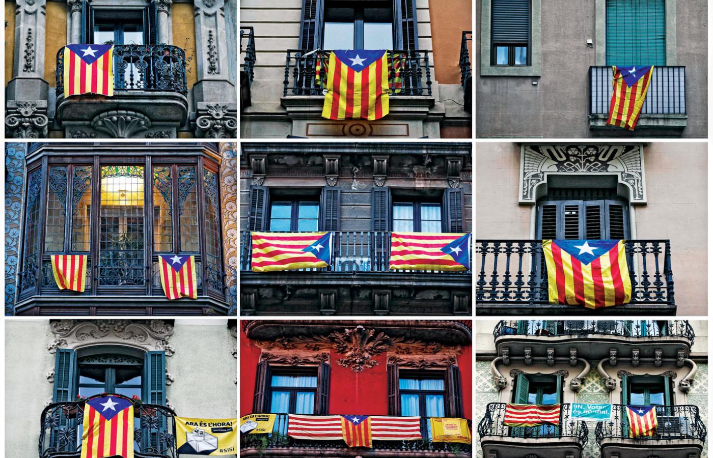 Okna i balkony Barcelony przed referendum w sprawie niepodległości Katalonii