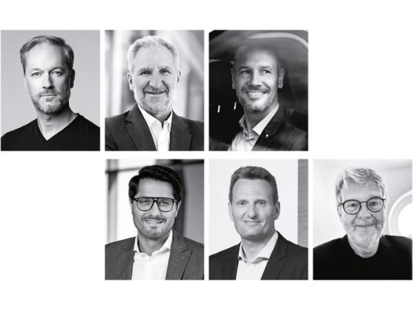 Od lewej u góry: Patrick Speck, lider LIXIL Global Design EMENA, odpowiedzialny za wzornictwo w Grohe, Andres Enslin, główny projektant firmy Miele,Wolfgang Bremm von Kleinsorgen, CEO i President Mercedes-Benz Cars Central&Eastern Europe. Od lewej poniżej: Michał Bowsza, dyrektor marki Audi w Polsce, Jan Heisterhagen, wicedyrektor działu zarządzania produktem w firmie Hansgrohe oraz Gerhard Kampe, zajmuje się wzornictwem przemysłowym na Uniwersytecie w Coburgu.