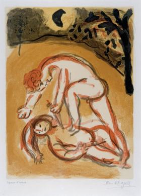 Litografia Marka Chagalla „Kain i Abel”, 1960 r.