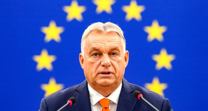 Viktor Orbán podczas sesji Parlamentu Europejskiego, październik 2024 r.