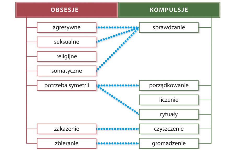 Najczęstsze powinowactwa wybranych rodzajów natręctw. Źródło: M. Żerdziński, „Natręctwa”, Wyd. Termedia, Poznań 2018.