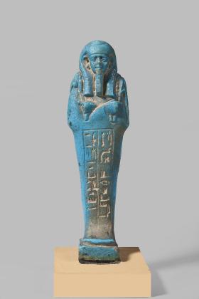 Uszebti Padiomonnesuta, okres Późny. Uszebti to figurka w kształcie mumii, wkładana do grobu.